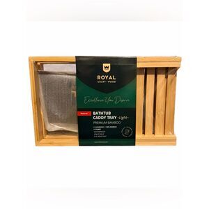 Royal Craft Wood Bamboo Bathtub Caddy Tray Lite Natural Premium NIB Adjustable